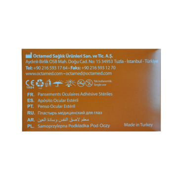 Octacare Steril Yapışkanlı Göz Pedi 6,5x 9,5 cm - 50 Adet