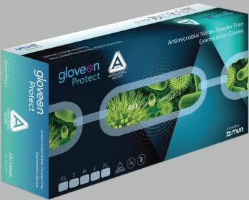 Gloveon Antimikrobiyal Nitril Pudrasız Muayene Eldiveni Large - 100 Adet