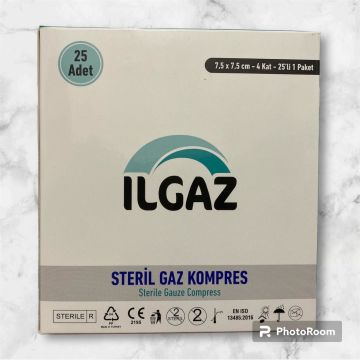 Ilgaz Steril Gaz Kompres 7,5cmx7,5cm 25li 1 Paket
