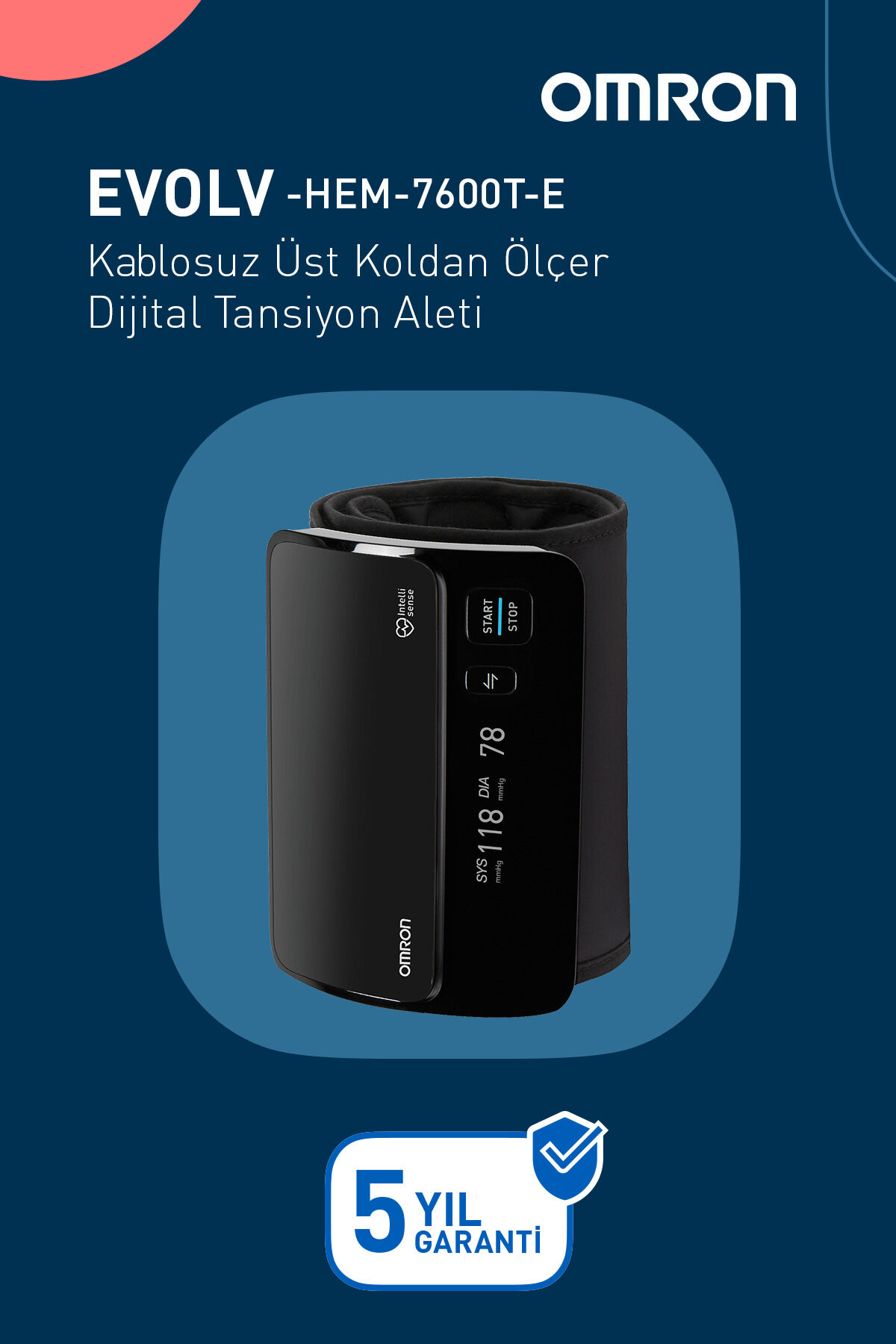 Omron HEM-7600T-E Evolv Kablosuz Koldan Ölçer Tans